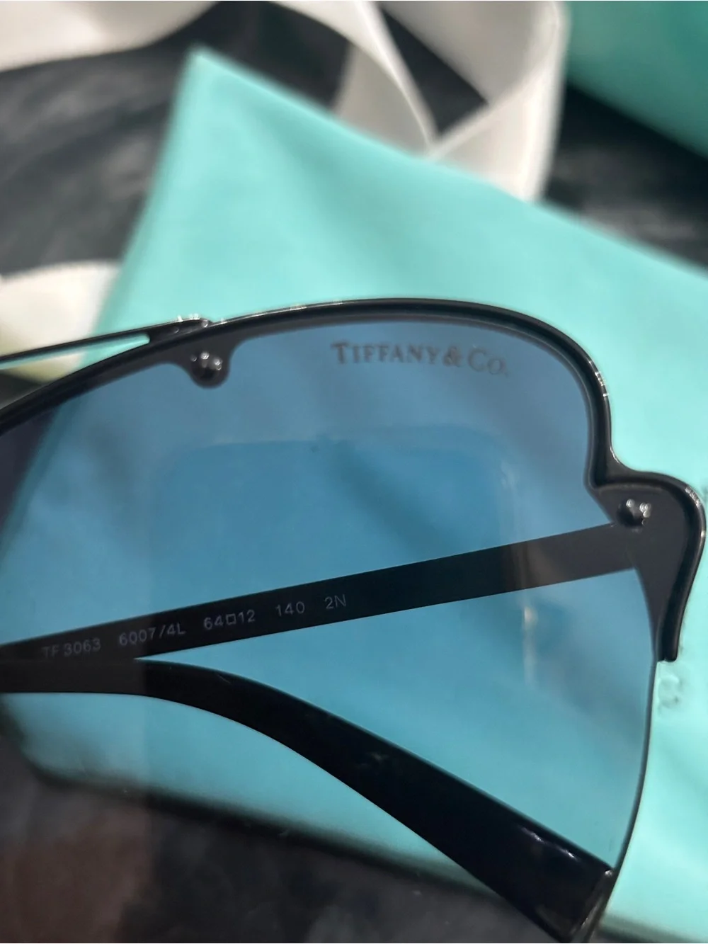 Tiffany & Co. Teal Case with Blue Gradient Lens Aviator Sunglasses
